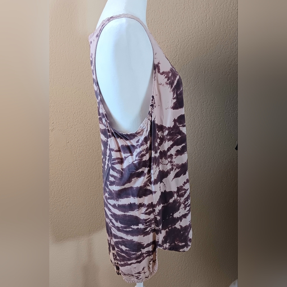 Gypsy 05 Silk Animal Tiger Stripe Tank L Brown Tan Tropical Safari Sexy Dressy - Picture 3 of 6